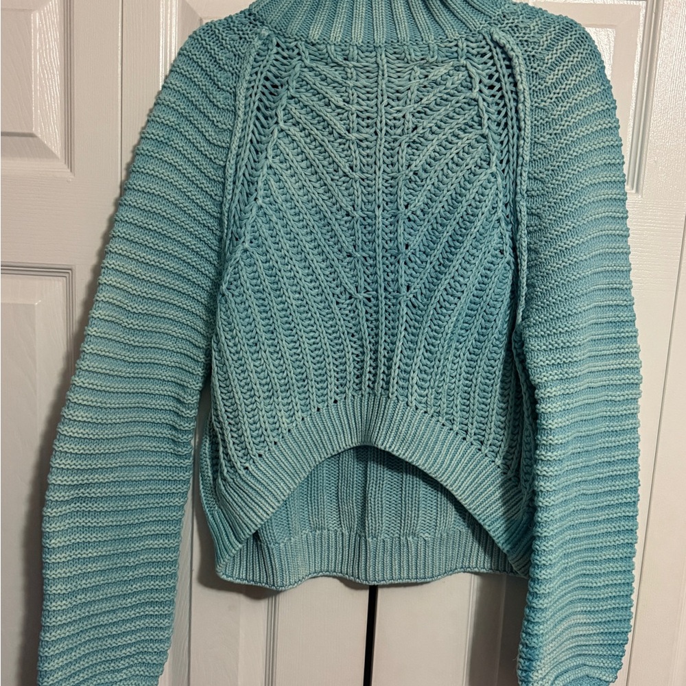 Free People Sweetheart Sweater Chunky Knit Crop | Teal | S
